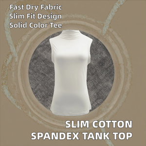 Wholesale Casual Short Cotton Spandex Jersey Solid Color Custom Logo Women's Sleeveless <b>Turtleneck</b> Slim Fitted Eco-Friendly - Product Image 2