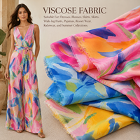 Tissu Challis en Rayonne à Impression Numérique Personnalisée, 100% Viscose, Textile Tissé, Fournisseur OEM ODM de Tissus pour Vêtements de Mode à Faible MOQ
