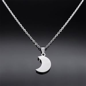 Fanyue <b>Moon</b> Stainless Steel <b>Earrings</b> <b>and</b> Necklace Jewelry Set Crescent Pendant Necklace <b>Star</b> Clavicle - Product Image 5