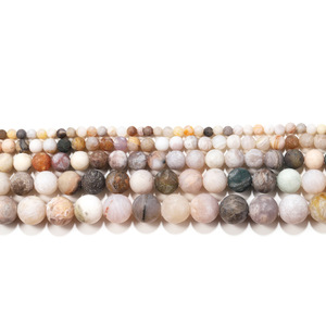 Perles rondes en agate feuille de bambou givrée, matériau en pierre pour accessoires de bracelet DIY, perles semi-finies en gros - Product Image 5
