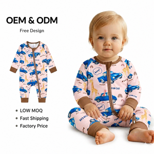 Combinaison bébé en viscose de <span class=keywords><strong>bambou</strong></span> durable avec fermeture éclair bidirectionnelle et protection de sécurité, barboteuse une pièce pour nouveau-né, fabricant de bodys pour bébé - Product Image 1