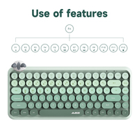 Clavier AJAZZ 308I rond à 84 touches, clavier rétro sans fil pour bureau, clavier à membrane, clavier de type machine à écrire