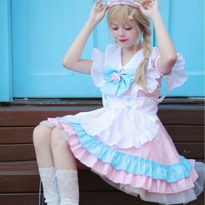 Pink Maid Outfit With Bow Cute Lolita Dress Alice Cosplay Costume For Drama Games Anime Role Playing - Product Image 4