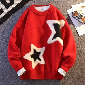 Suéter solto e casual para homens no outono e inverno; estilo despojado, design moderno para casais, camisa de malha da moda. - Product Image 1