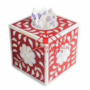 Boîte à mouchoirs en os incrusté de haute qualité, faite à la main, pour la décoration de table de mariage - Product Image 6