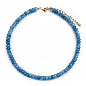 Collier ras-du-<span class=keywords><strong>cou</strong></span> fait main en perles <span class=keywords><strong>de</strong></span> pierre <span class=keywords><strong>de</strong></span> cristal couleur bonbon, avec pierres gemmes rondelles 5*8 en forme d'abaque et fermoir en acier inoxydable plaqué or - Product Image 2