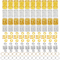 Anneaux et pinces pour extensions capillaires FUJIA, 90 pièces, décoratifs pour dreadlocks, en métal OMBRE FH-214, accessoires capillaires fabriqués à Yiwu