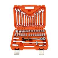 Kit d'outils à main robuste pour mécanicien, comprenant clés à molette, clés à cliquet, embouts de frein, douilles, tournevis à chocs, pour réparation automobile, en coffret