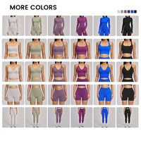 Ensemble de vêtements de sport sans couture avec logo personnalisé, soutien-gorge de yoga, leggings, veste de sport, shorts de fitness pour femmes