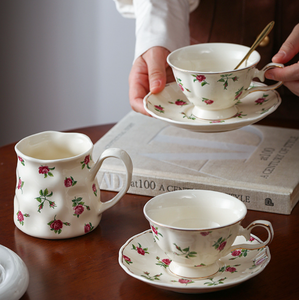 <b>UK</b> Style Aristocratic Romantic Elegant Rose Flower Afternoon <b>Tea</b> Cup <b>Set</b> Ceramic Bone China Cups Saucers Eco-Friendly BPA Free - Product Image 2