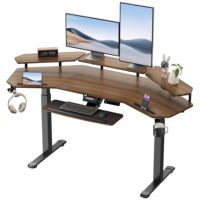 Bureau debout ergonomique AJUNION pour la maison, le bureau ou le gaming, réglable en hauteur électriquement avec double moteur, pour position assise ou debout, avec éclairage LED