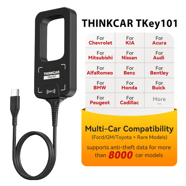 THINKCAR TKey101 Professional Key Programmer for THINKSCAN 689BT Cloner Car Key Writing Immobilizer Matching Tool 6 Remote Keys