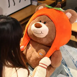 Newly Brown Teddy Bear Creative Persimmon Stuffed Teddy Bear Plush Valentines Christmas Mascot Gift Kawaii Stuffed Animal Toys