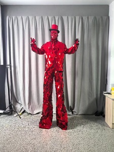 Costume de robot à mulets rouge effet miroir, tenue brillante et réfléchissante pour grand défilé extérieur, performance sur scène de boîte de nuit - Product Image 3