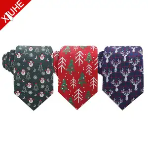 Cravatte natalizie di alta qualità cravatta da uomo con motivo rosso novità cravatta in poliestere personalizzata tessuta natalizia