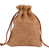 Petit sac à cordon en lin de chanvre naturel avec logo personnalisé sac promotionnel en mousseline de jute uni