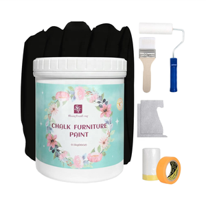 Kit de meubles de <span class=keywords><strong>peinture</strong></span> à <span class=keywords><strong>la</strong></span> <span class=keywords><strong>craie</strong></span> noire écologique de 16oz, <span class=keywords><strong>peinture</strong></span> mate tout-en-un inodore pour armoires de cuisine, non toxique, sans cire - Product Image 1