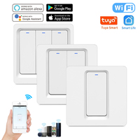 Interrupteur intelligent WiFi durable 3 gangs à bouton-poussoir, interrupteurs d'éclairage neutres, norme UE/Royaume-Uni 10A, commande vocale Alexa/Google Home