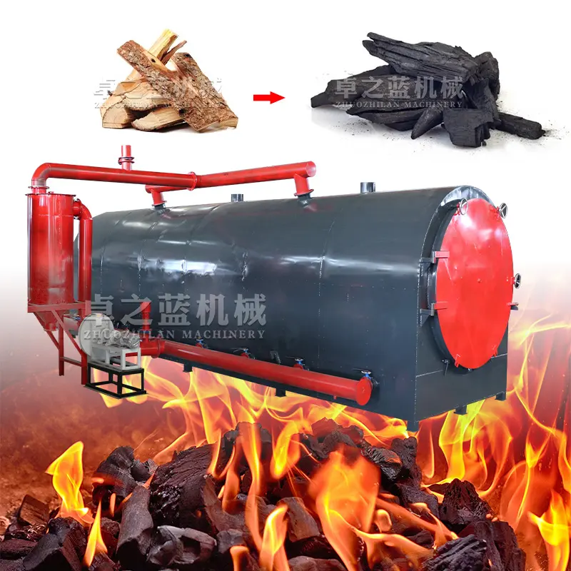 Nueva máquina activada Horizontal de 6 toneladas, horno de retorta de carbón, briqueta, horno de estufa de carbonización de carbón de madera, máquina a la venta