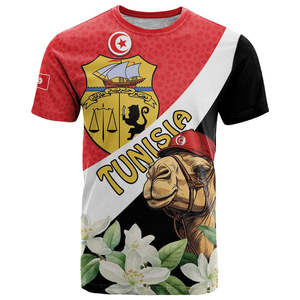 Camiseta Masculina Personalizada para o Dia da Independência da Tunísia, Atacado, Camisetas Casuais com Gola Redonda e Bandeira Nacional da Tunísia - Product Image 3