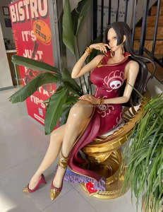 Verführerische Schlangenfrau-Statue – Handgefertigte Kunstskulptur aus Fiberglas mit rotem Qipao & exotischem Sockel - Product Image 6
