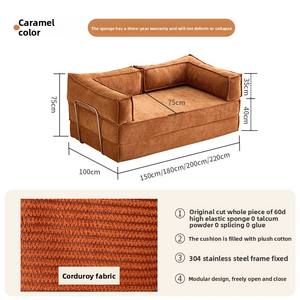 Canapé-lit pliant à double usage à prix d'usine tissu tufté lavable détachable à double compression un siège en acier inoxydable - Product Image 6