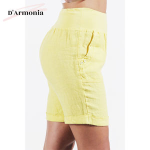 2024 New Design Fashion Summer <b>Women</b> Customizable Casual <b>Shorts</b> <b>Knee</b> Elastic Mid Flat Breathable Eco-Friendly Made Italy <b>Linen</b> - Product Image 3