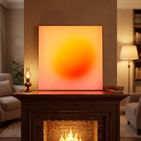 LUZ Lámpara LED Art Deco con Caja de Luz, Cuadro Acrílico Cuadrado con Diseño Atardecer, Control Remoto por APP, Retroiluminada, Hecha a Mano, Decoración para el Hogar, Lámpara para Repisa de Chimenea