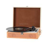 Vente en gros de tourne-disque vinyle en bois avec haut-parleurs stéréo, entrée AUX, Bluetooth, USB, SD, vitesses 33/45/48