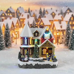 2025 New LED <strong>Christmas</strong> <strong>Village</strong> Scene Polyresin <strong>Christmas</strong> <strong>Village</strong> House with Music and Tree Movement - Product Image 1