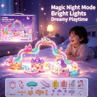 Mainan Mobil Balap 3D Magic Flexible Race Track Unicorn Model Baru 2026, Set Blok Rel Kereta Listrik Kreatif untuk Perakitan, dengan Slot Kubus