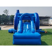 Château gonflable commercial en PVC bleu avec toboggan, pour l'extérieur ou l'intérieur, à vendre