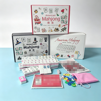 Coffret Cadeau Mahjong Américain 166 Tuiles, Valise Portable en PU, Jeu de Société Mahjong, Cadeau de Fêtes pour Adultes, Amateurs de Jeux, Réunions de Famille