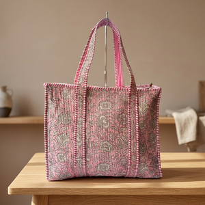 Floral Cotton Quilted Tote <b>Bag</b> Handmade <b>Boho</b> Shoulder <b>Bag</b> Travel Market Everyday Handbags Fashion Ladies Tote <b>Bags</b> Stylish Totes - Product Image 2