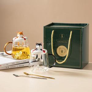Tazze di <span class=keywords><strong>tazza</strong></span> di vetro <span class=keywords><strong>cane</strong></span> 3D con coperchio cucchiaio Kawaii tazze di <span class=keywords><strong>tazza</strong></span> di caffè <span class=keywords><strong>tazza</strong></span> di tè Cupshe regalo personalizzato bicchieri per bevande tazze - Product Image 3