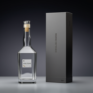 Bouteille en verre ronde de haute qualité de 750 ml, écologique, whisky, <span class=keywords><strong>tequila</strong></span>, vodka, liqueur, étiquette sérigraphiée, emballage, utilisation sûre de l'eau - Product Image 2