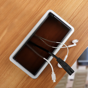 Rectangular Plastic Cable <b>Box</b> Cover Silver <b>White</b> Black Wall Mounted Office Organizer For Earphone Wire Electric Wire Behind - Product Image 1