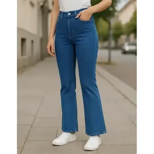 Jeans a Zampa d'Elefante da Donna Adrenaline, Vita Alta, Denim Elasticizzato, 5 Tasche, Stile Semplice - Product Image 1