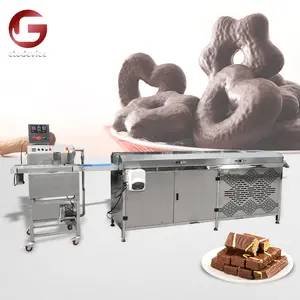 Chocolate Shell Coating Machine With Cooling Tunnel Chocolate Tempering Enrobing Machine Covered Nuts Line