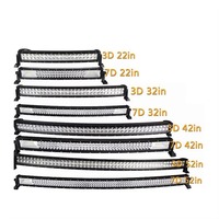 Barre lumineuse LED incurvée 22 32 42 52 pouces double rangée 3D 7D 120-300W faisceau combiné pour conduite tout-terrain, phare antibrouillard et lampe de travail automobile
