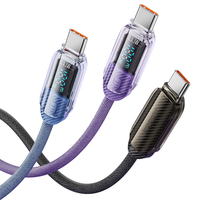 Câble Toocki Type-C vers Type-C haute puissance PD 100W, charge super rapide, synchronisation des données 480 Mbps, affichage transparent pour ordinateur portable