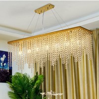 Nouveau post moderne salle à manger lustre rectangulaire cristal barre lumineuse lumière luxe salle à manger armoire à vin lumière