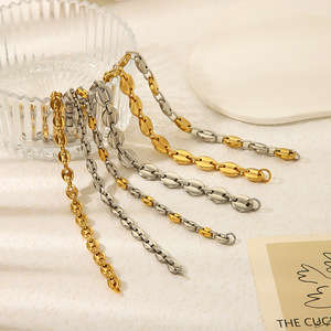 Hip Hop in acciaio inox chicchi di caffè <span class=keywords><strong>Marina</strong></span> maglia bracciale per uomini/donne placcato oro 18K impermeabile <span class=keywords><strong>gioielli</strong></span> fatti a mano (BL156) - Product Image 4