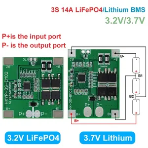 3S 9,6 V 11,1 V 12,6 V Lifepo4 Li-ion Lipo Placa de protección de batería de litio 18650 BMS 14A límite 20A PCB 4 Paquete de celdas PCM 3,2 V 3,7 V