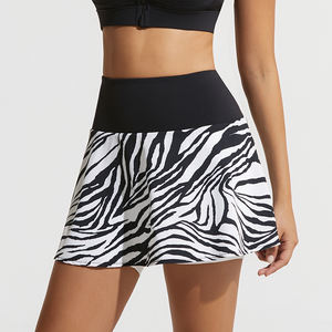 NSR femminile Tennis allenamento sport Skorts Zebra stampato abbigliamento da Golf da donna a vita alta Yoga Fitness gonne corte con tasca con Zip - Product Image 5