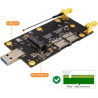 Adaptateur Module Sans Fil Port USB 3.0 vers Logement NGFF M.2 Clé B avec Double Emplacement Nano SIM et 2 Antennes pour Modem WWAN 5G 4G GSM LTE