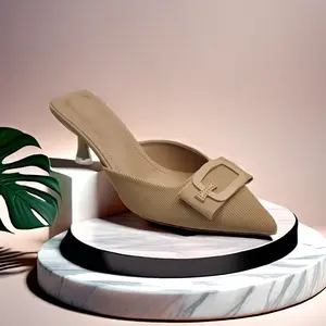 Sexy dünn-hackige Sandalen Schuhe Eis-Filament-Material Damen Büroschuhe Halfschuhe Damen-Hochhackschuhe