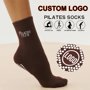 Calzini <span class=keywords><strong>Antiscivolo</strong></span> Personalizzabili per Pilates da <span class=keywords><strong>Donna</strong></span>, Calzini a Metà Polpaccio per Yoga con Logo Ricamato - Product Image 1