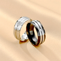 Vente en gros d'anneaux de couple pour femmes et hommes, bijoux en acier inoxydable plaqué or, bague de promesse pour couples