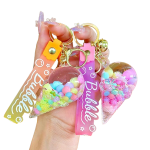 Chaveiro Feminino Criativo de Acrílico com Óleo Flutuante e Glitter, Desenho Animado Fofo de Sorvete, Estilo Kawaii, para Bolsa e Carro - Product Image 5